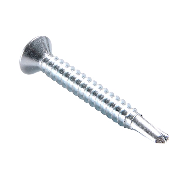 Self-Drilling Screw, #10-16 x 1-1/2 in, Zinc Plated Steel Flat Head Square Drive, 3000 PK